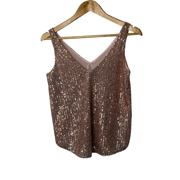 Loft Pink Sequin Sleeveless Tank Top Women's XXS NEW - Picture 6 of 7
